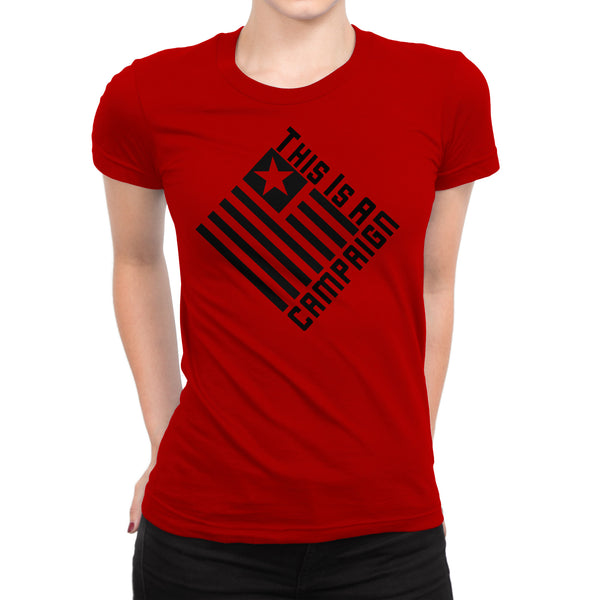 TIAC- T-Shirt Women Black On Red - This Is A Campaign iAmJoeStone
