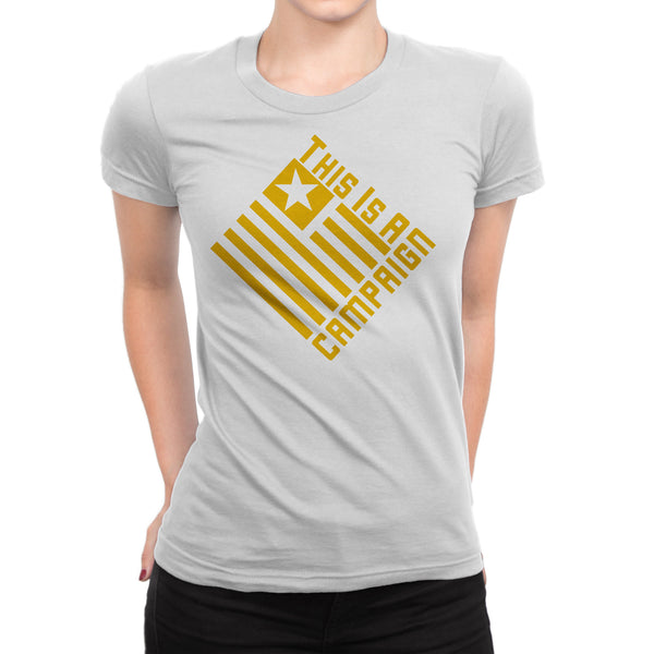TIAC - T-Shirt Women Gold On White - This Is A Campaign iAmJoeStone
