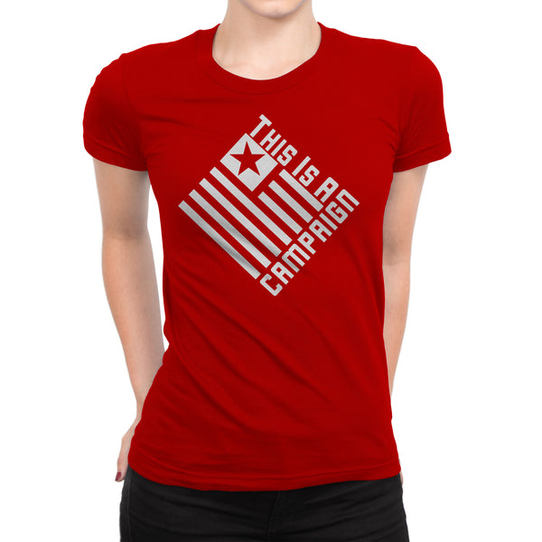 TIAC- T-Shirt Women White On Red - This Is A Campaign iAmJoeStone